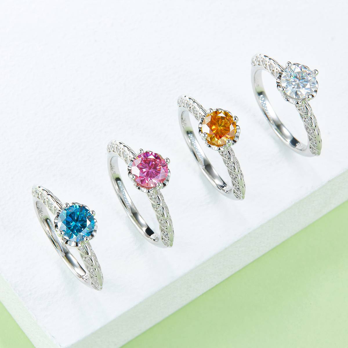 Wedding language S925 silver plated platinum Moissanite diamond women's ring 1 carat D-grade